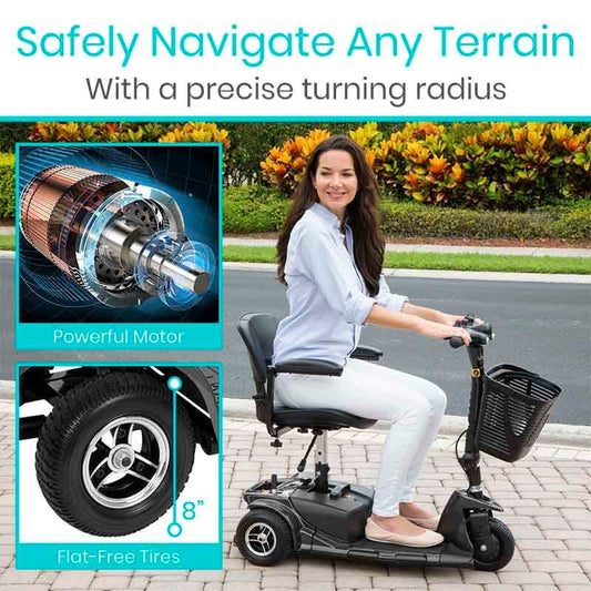 3 Wheel Mobility Scooter - Electric Long Range Powered Wheelchair - Excelwee