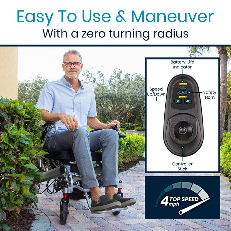 Power whellchair easy to use and maneuver with a zero turning radius